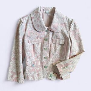 Intuitions Pink Jacquard Blazer NWT Mother of Pearl Buttons Womens Size 8